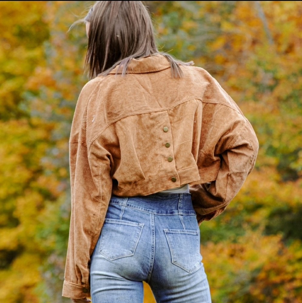 SOLD Favlux fashion cropped corduroy jacket camel - Picture 7 of 7